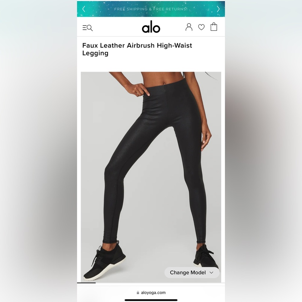 ALO Yoga Faux Leather Airbrush High Waist Legging XS